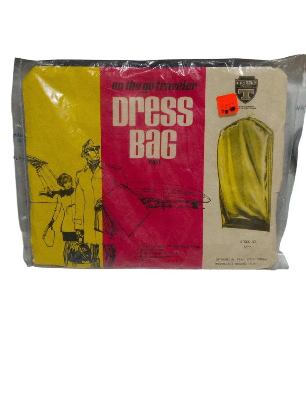 Vintage 70s On The Go Traveler Black Nylon NOS Dress Bag Jet Age